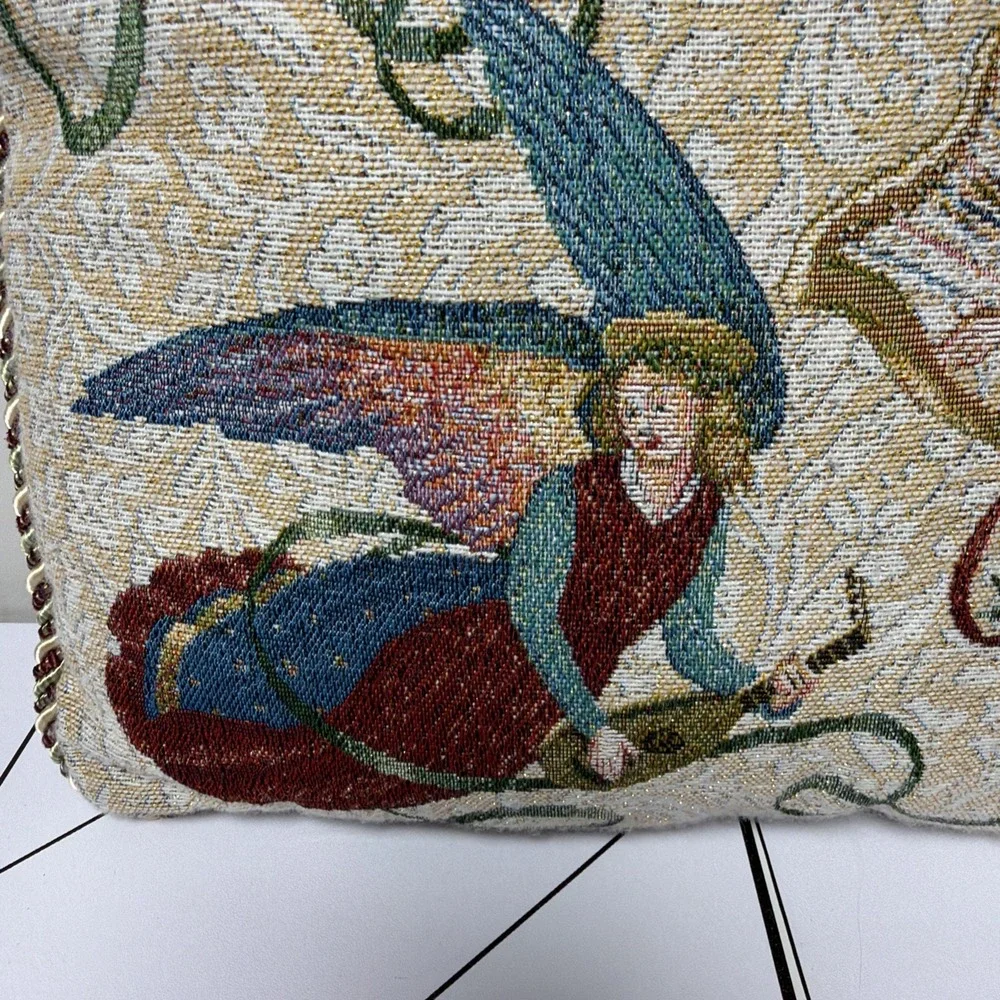 Vintage Christmas Angel Tapestry Throw Pillow 16